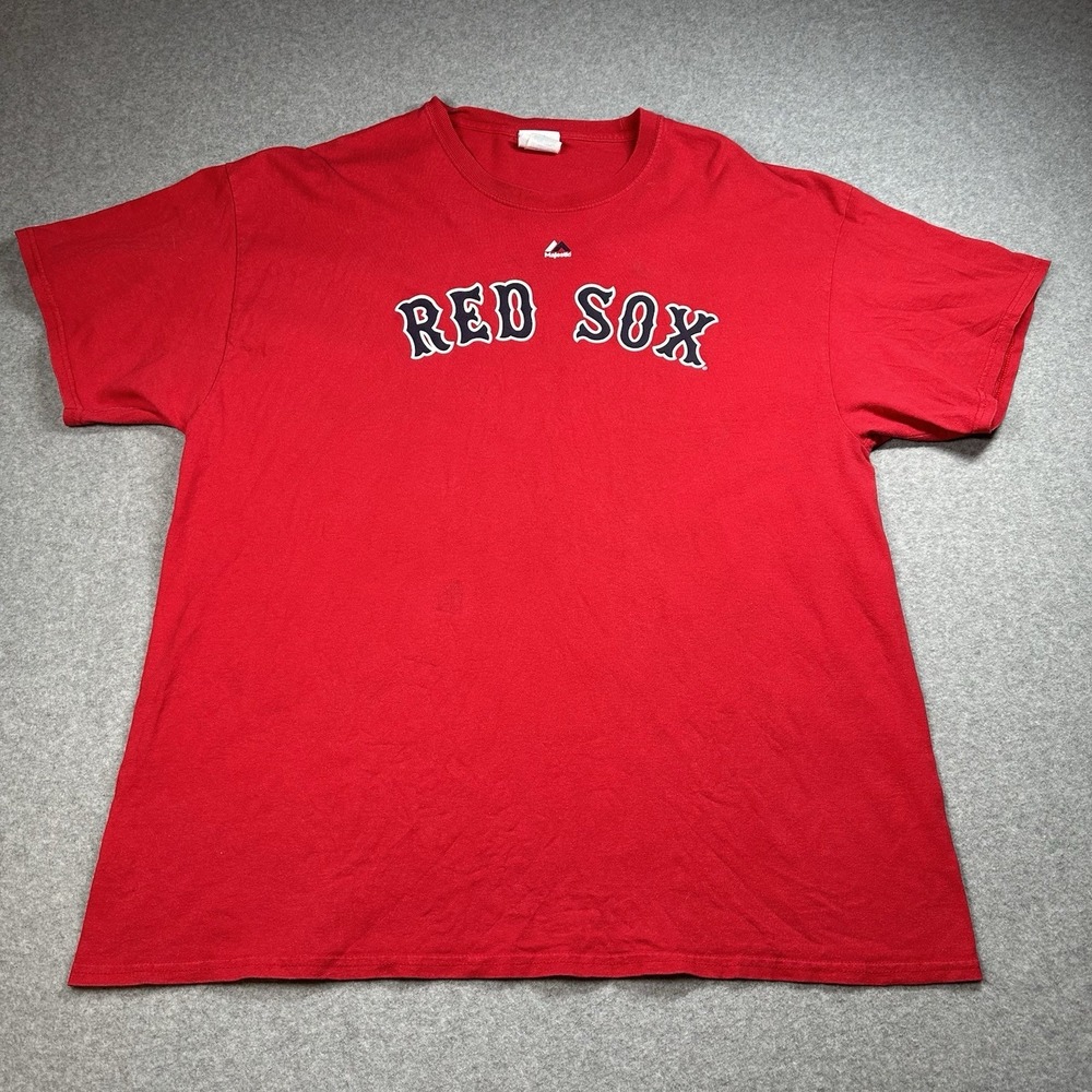 Majestic‎ Boston Red Sox MLB Logo T-Shirt Mens 2XL Red Short Sleeve Cotton NOTE
